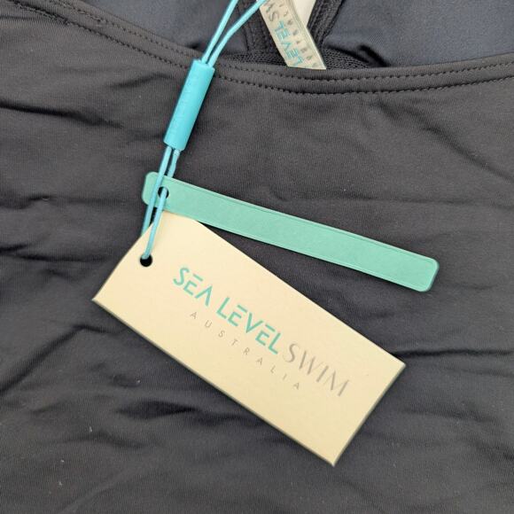 Sea Level Swim Women's Eco Essentials Frill One Piece Swimsuit Black Size 6 EU36 - Picture 7 of 10